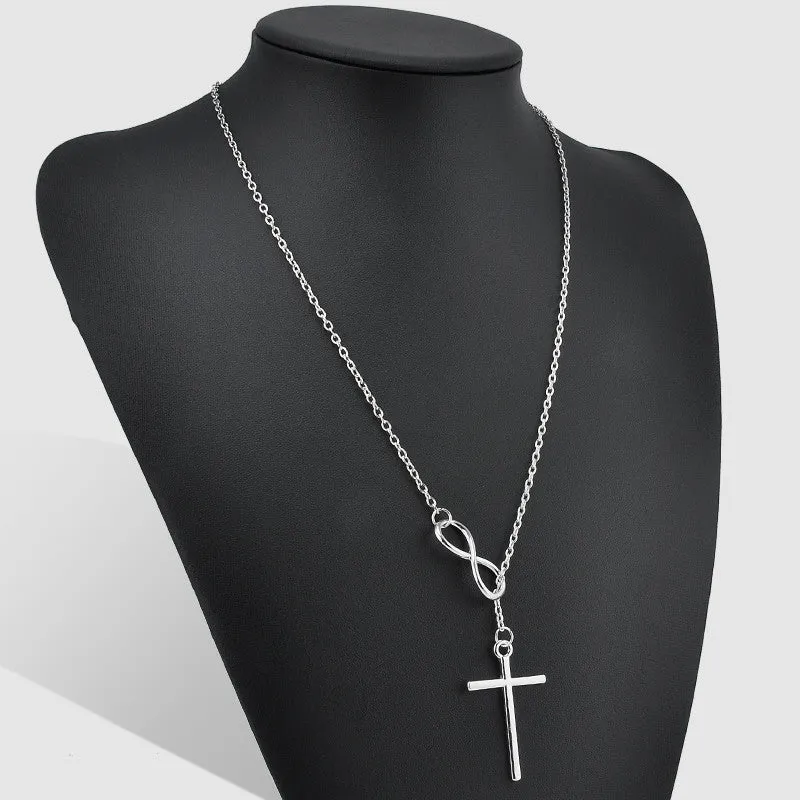 Lovely Chic Infinity Cross Long Silver Chain Pendant Fashion Necklaces For Women Jewelry Gift