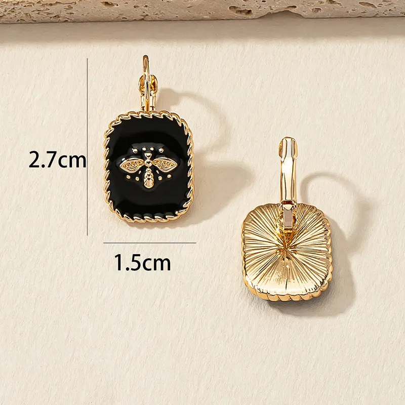 Luxurious Black and Gold Bee Drop Earrings - Vienna Verve Collection