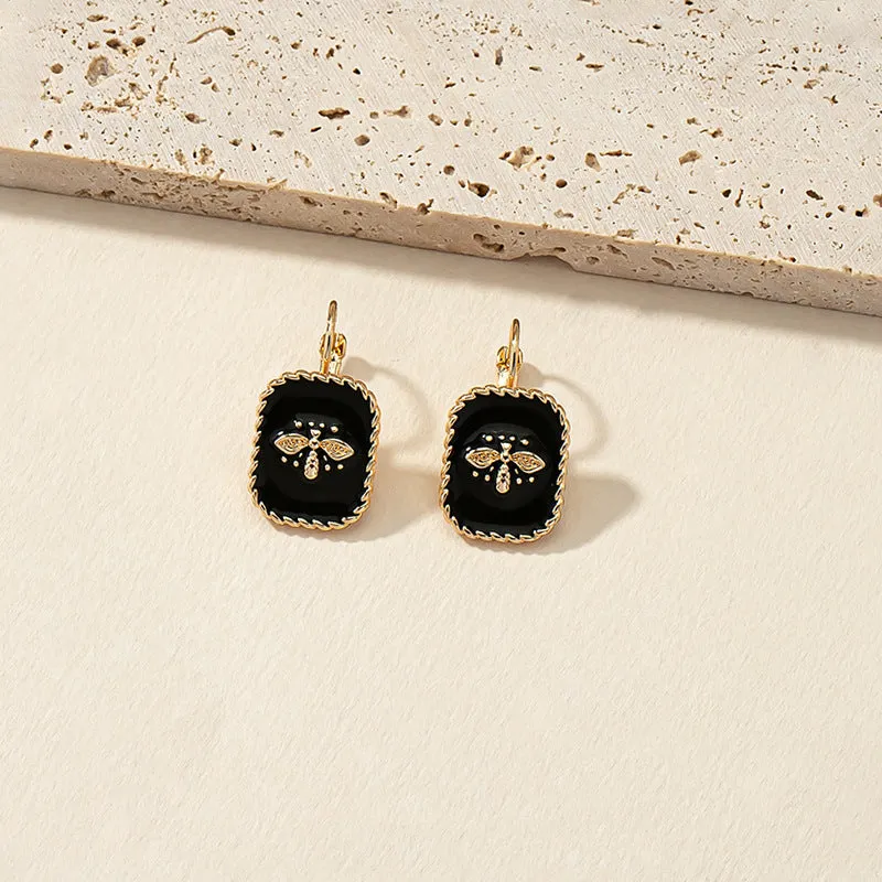 Luxurious Black and Gold Bee Drop Earrings - Vienna Verve Collection