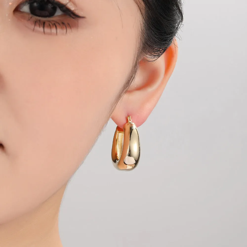 Luxurious Ellipse U-Shape Geometric Copper Drop Earrings