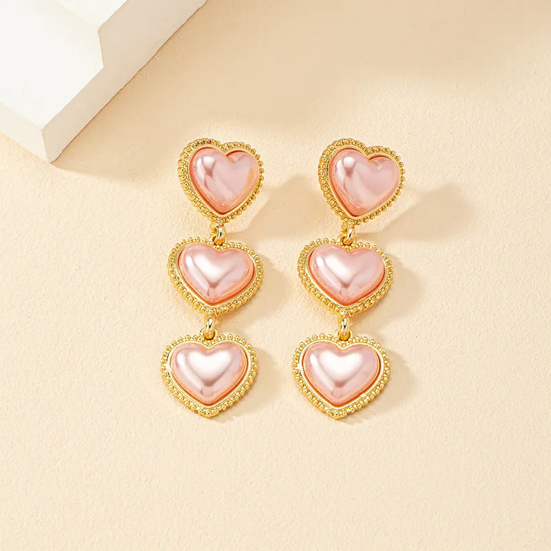 Luxurious French Pearl Love Heart Earrings - Vienna Verve Collection