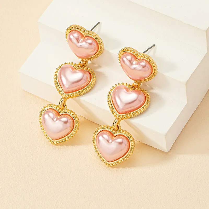 Luxurious French Pearl Love Heart Earrings - Vienna Verve Collection