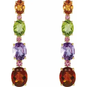 Luxurious Gemstone Gold Earrings