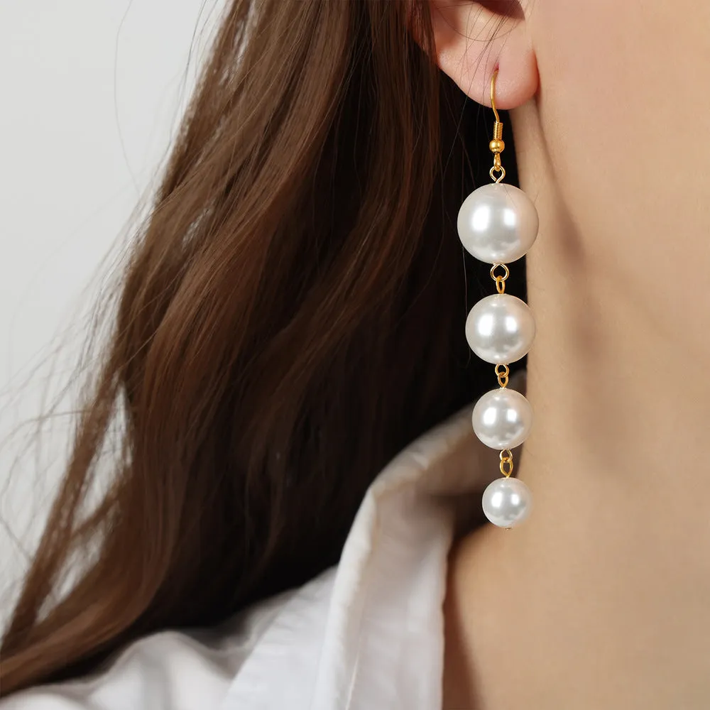 Luxurious Palace Inspired Tassel Earrings with Imitation Pearls and Beads for Women