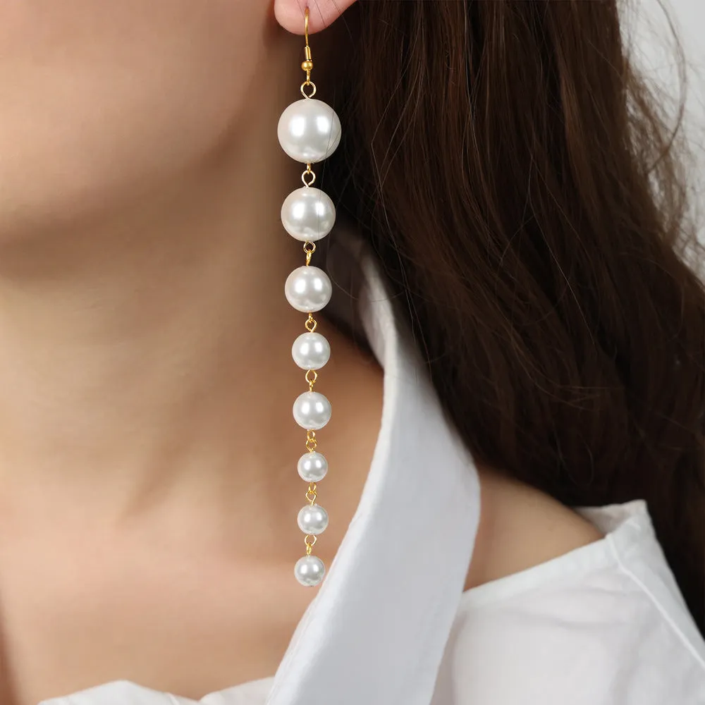 Luxurious Palace Inspired Tassel Earrings with Imitation Pearls and Beads for Women