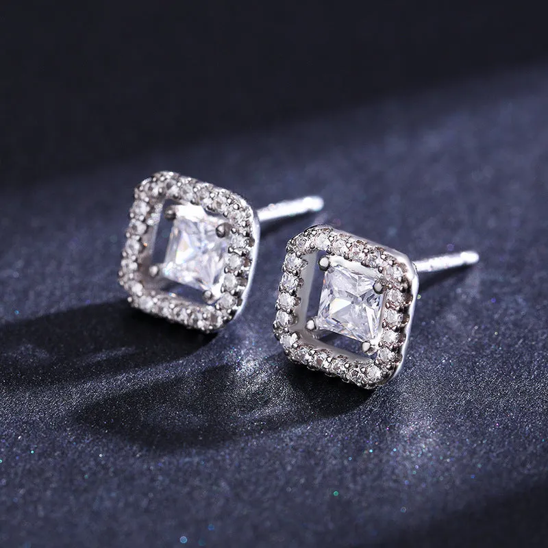 Luxurious S925 Silver Hollow Zircon Earrings for Women, Popular Cross Border Jewelry