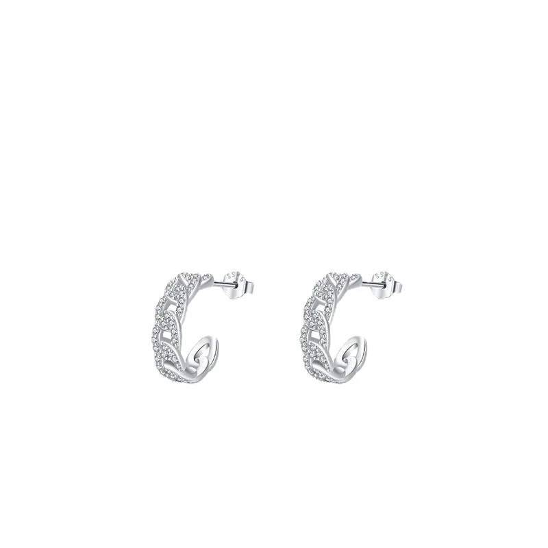 Luxurious S925 Sterling Silver Earrings with Zircon Embellishments