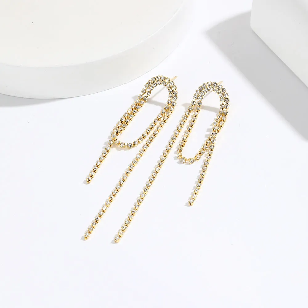 Luxurious Tassel Geometric Copper Electroplating Stud Earrings