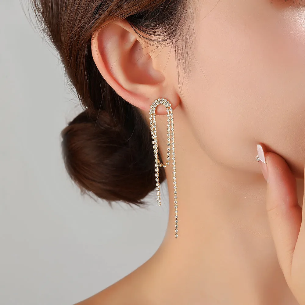 Luxurious Tassel Geometric Copper Electroplating Stud Earrings