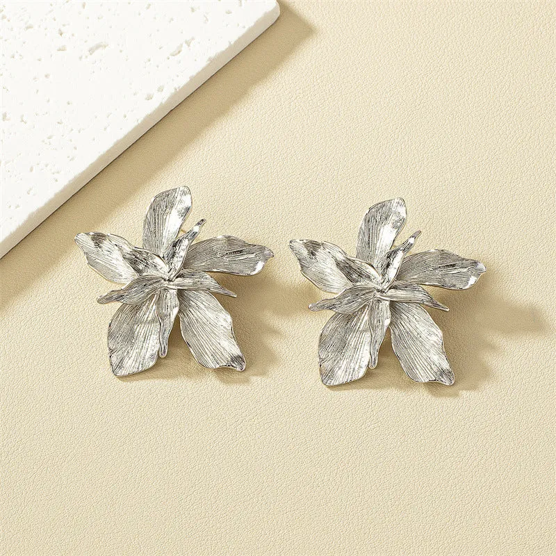 Luxurious Vienna Verve Metal Flower Earrings - Unique European Style