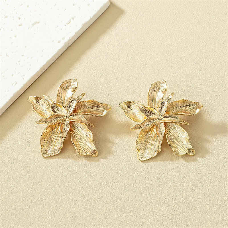 Luxurious Vienna Verve Metal Flower Earrings - Unique European Style