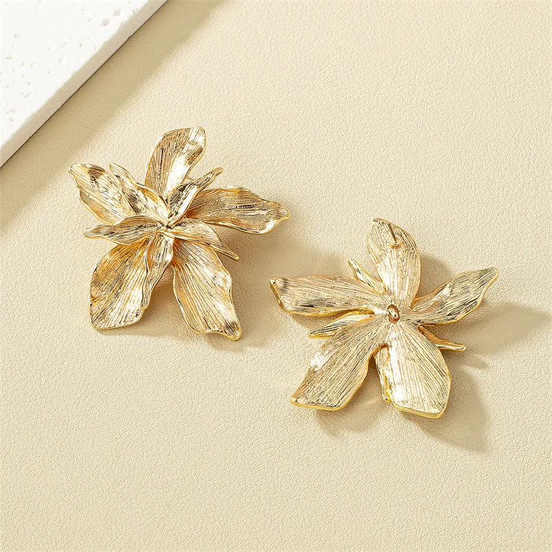 Luxurious Vienna Verve Metal Flower Earrings - Unique European Style