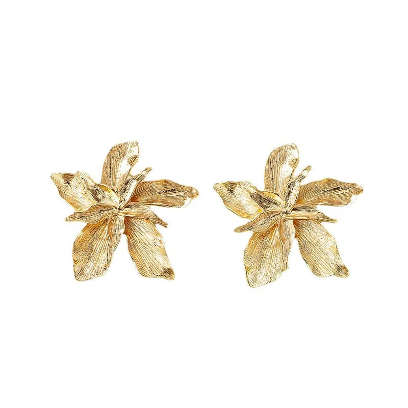 Luxurious Vienna Verve Metal Flower Earrings - Unique European Style