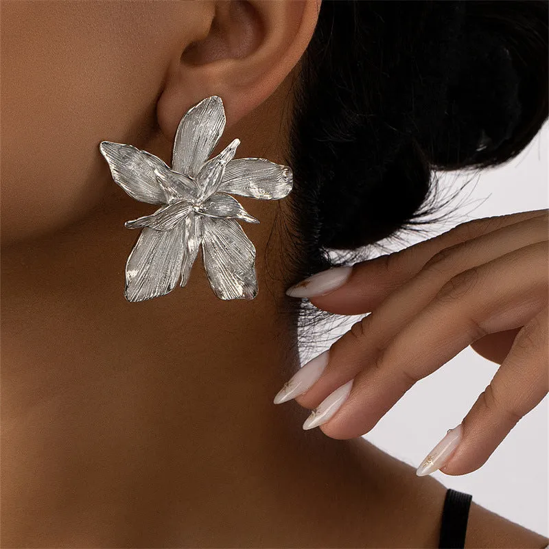 Luxurious Vienna Verve Metal Flower Earrings - Unique European Style