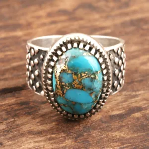 Majestic Allure Composite Turquoise and Sterling Silver Men's Ring