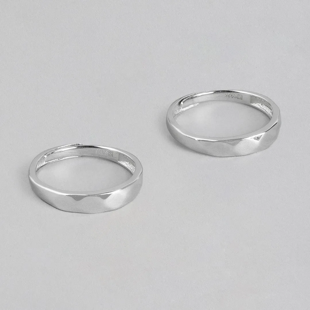 Majestic Lovers Rhodium Plated 925 Sterling Silver Couple Rings (Adjustable)