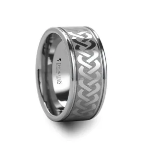 McKINNEY Celtic Knot Laser Engraved Tungsten Wedding Ring Wide - 10mm