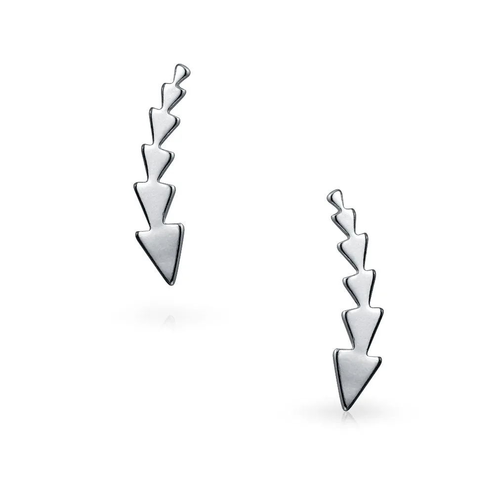 Minimalist Geometric Arrow Ear Cuff Cartilage Climbers in Sterling Silver