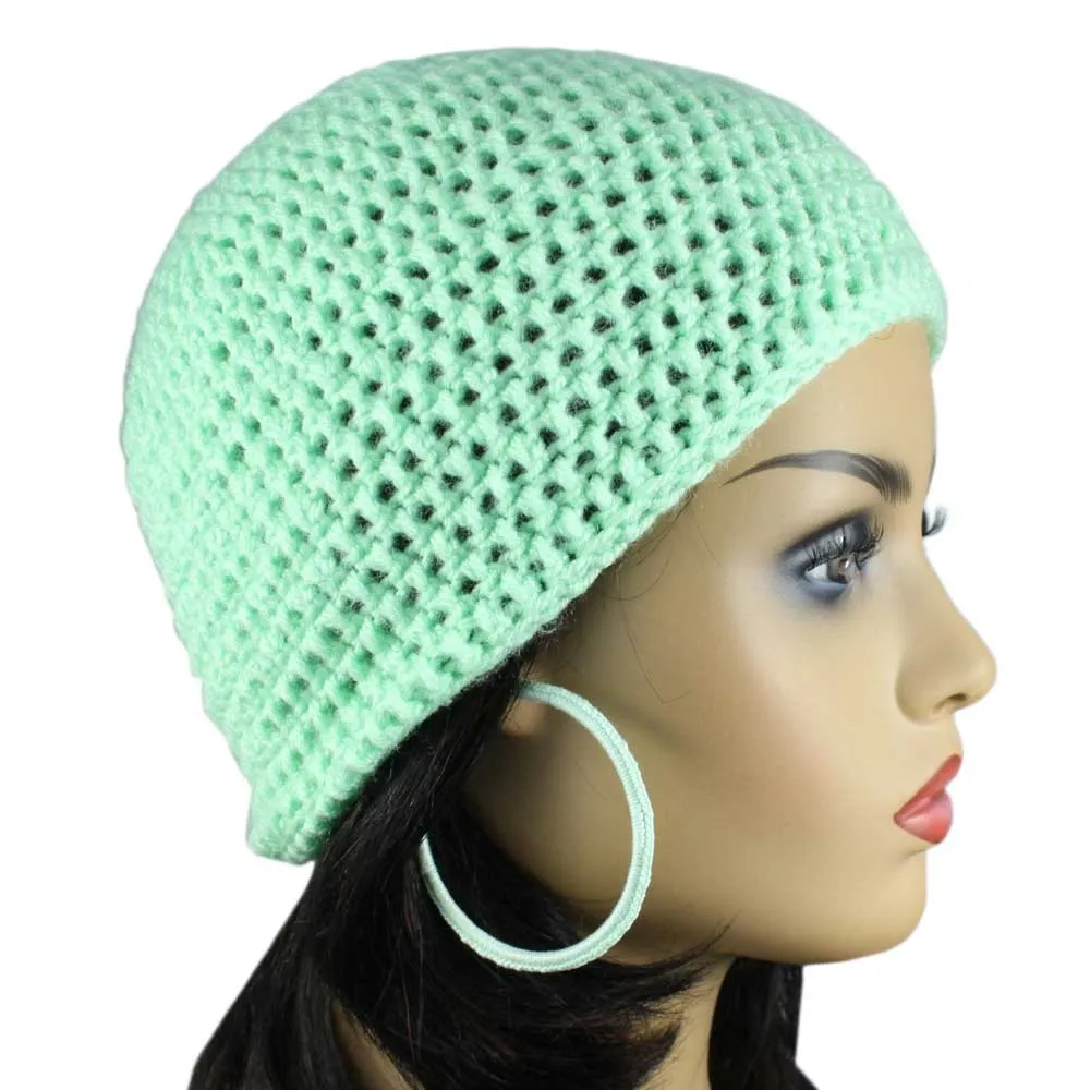 Mint Green Crochet Beanie Hat Medium/Large - JMCH09