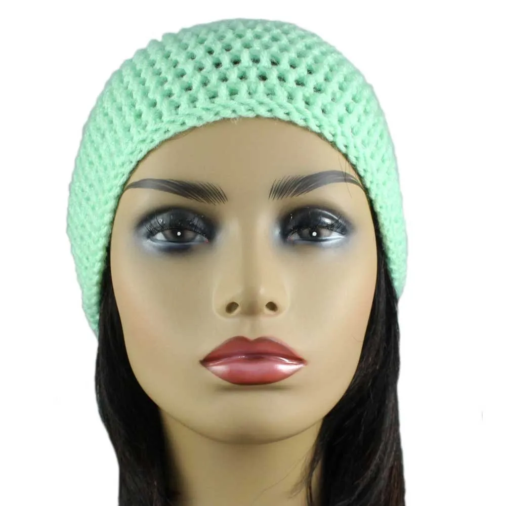 Mint Green Crochet Beanie Hat Medium/Large - JMCH09