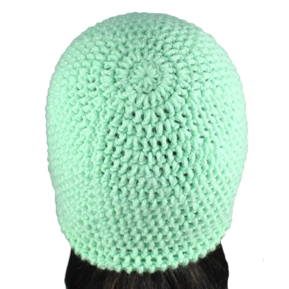 Mint Green Crochet Beanie Hat Medium/Large - JMCH09