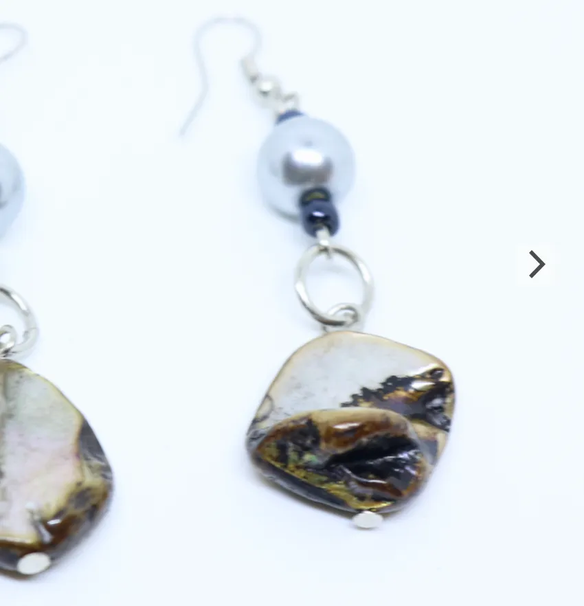 Mother Of Pearl and Shell Earrings Pierced Ears  - Feathers Of Italy