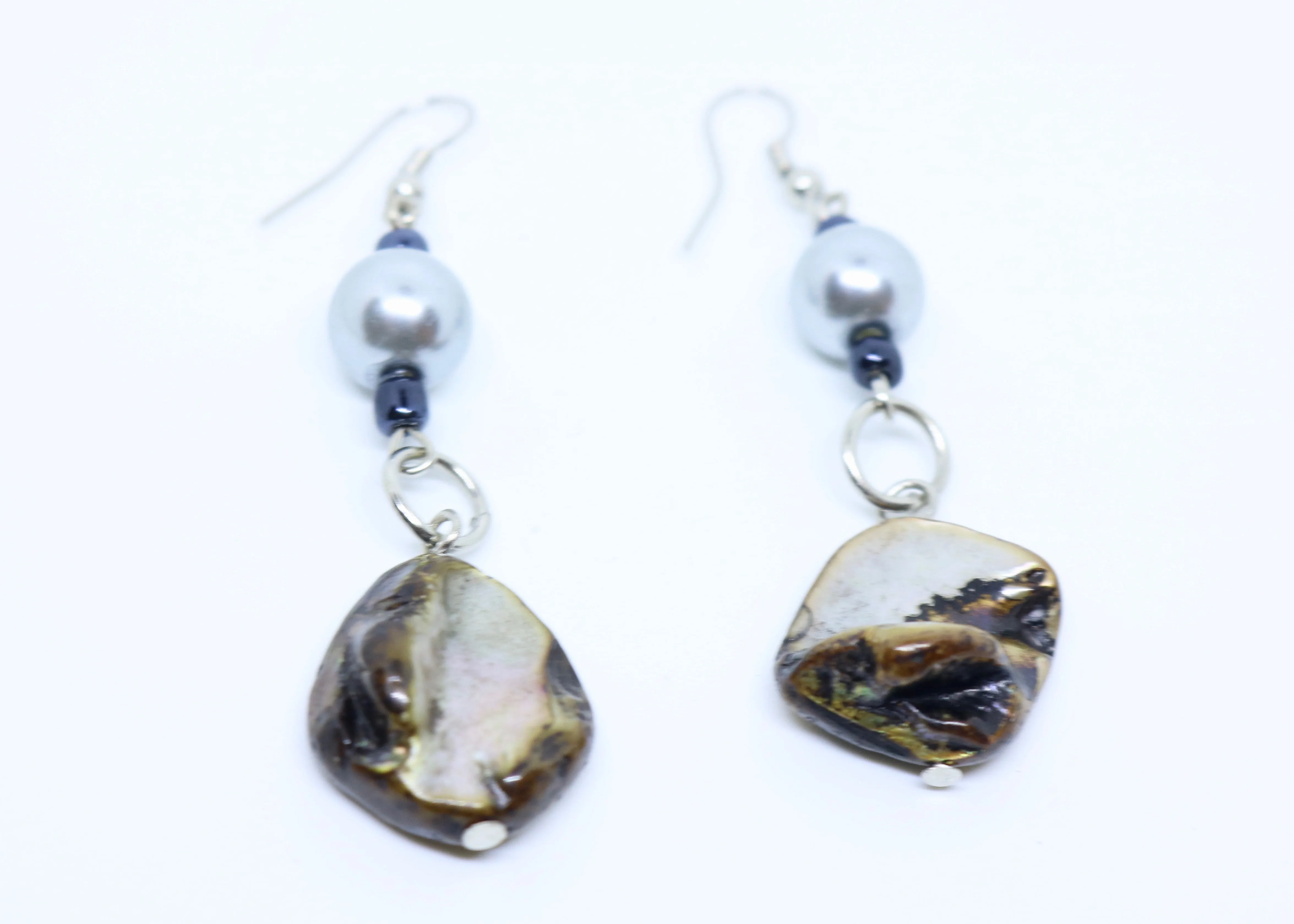 Mother Of Pearl and Shell Earrings Pierced Ears  - Feathers Of Italy