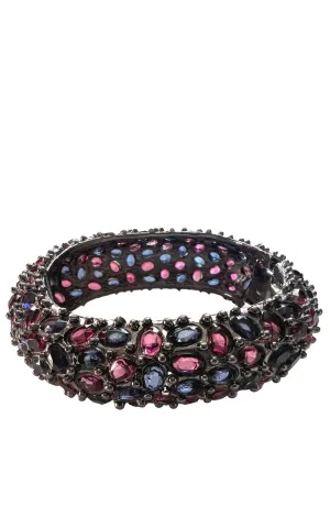 Multifaceted Purple Crystals Cuff Bracelet