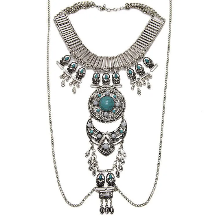 New Fashion Body Chain Maix Necklace Vintage Beads Boho Collar Necklace Handmade Multilayer Statement Necklaces & Pendants Women