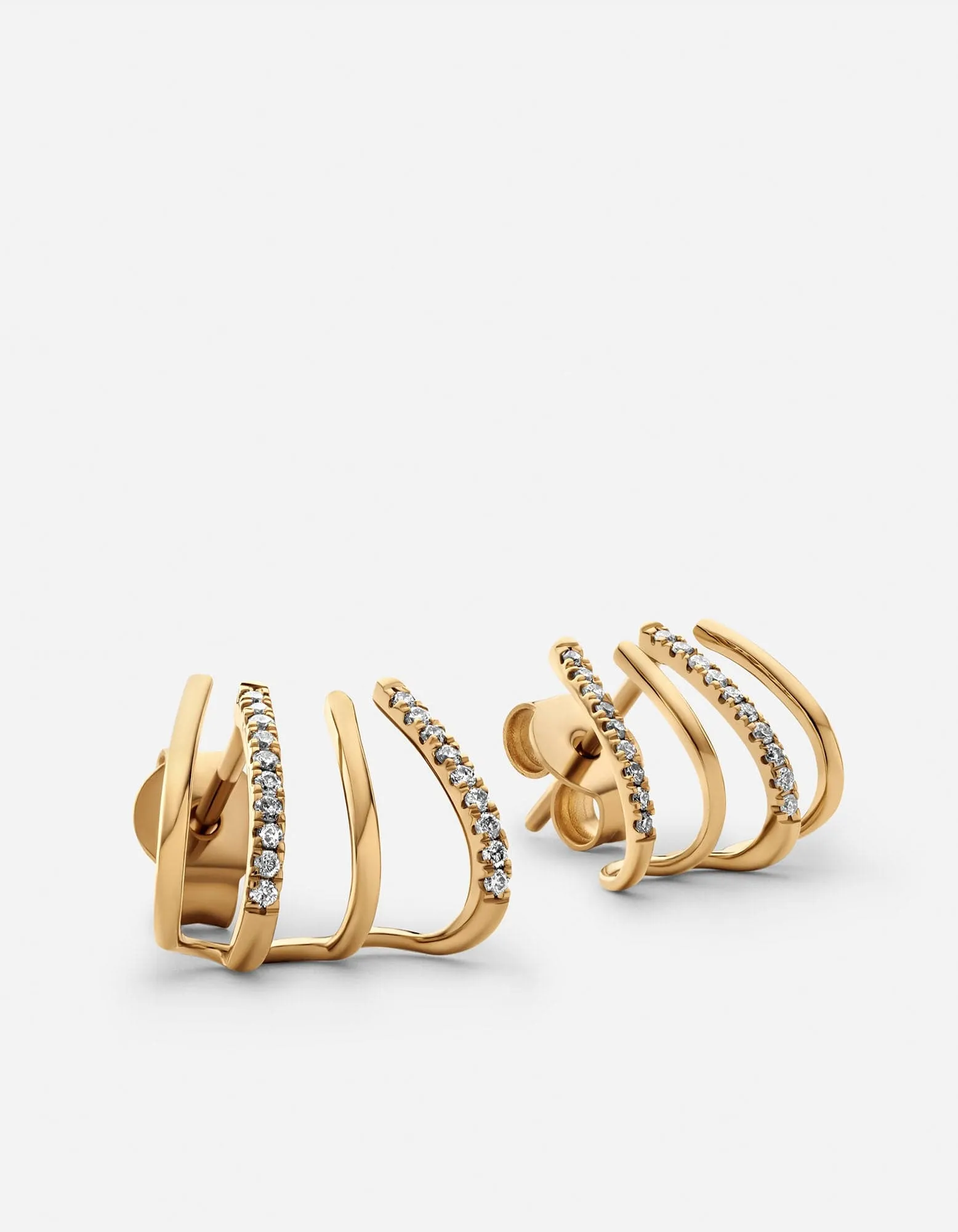 Olina Stud Earrings, 14k Gold Pavé