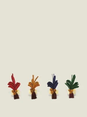 Palmito woven mixed palm tree napkin rings, set of 4