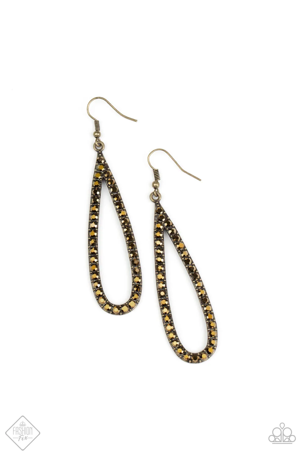 Paparazzi Earring Fashion Fix Aug2020 ~ Glitzy Goals - Brass