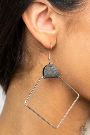 Paparazzi Earring ~ Friends of a LEATHER - Silver