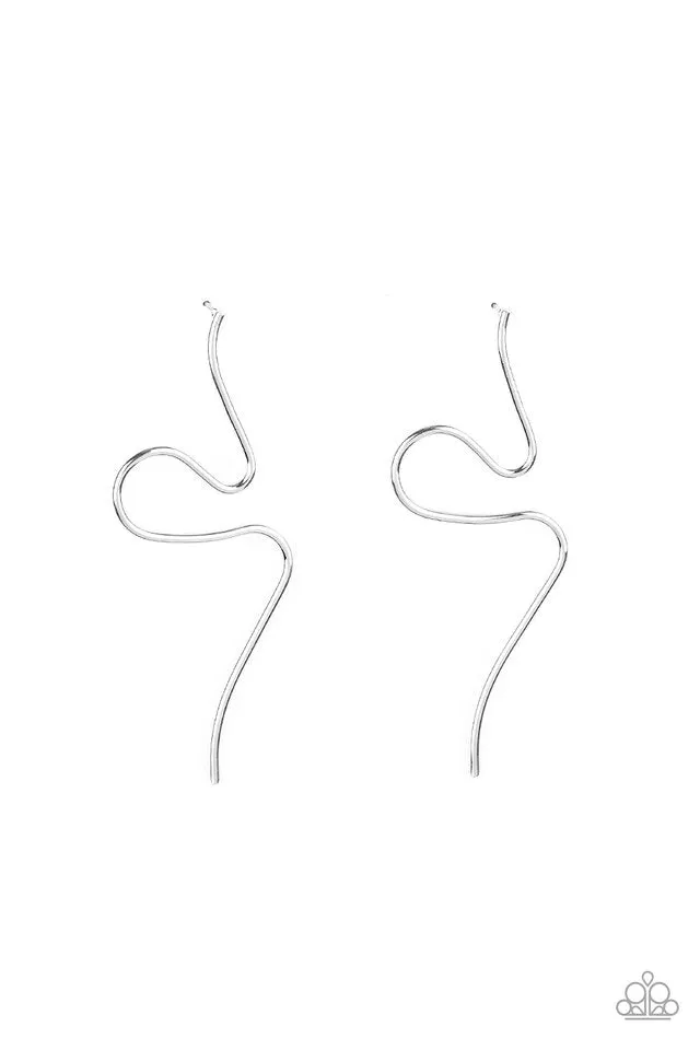 Paparazzi Earring ~ Heavy Metal Minimalist - Silver