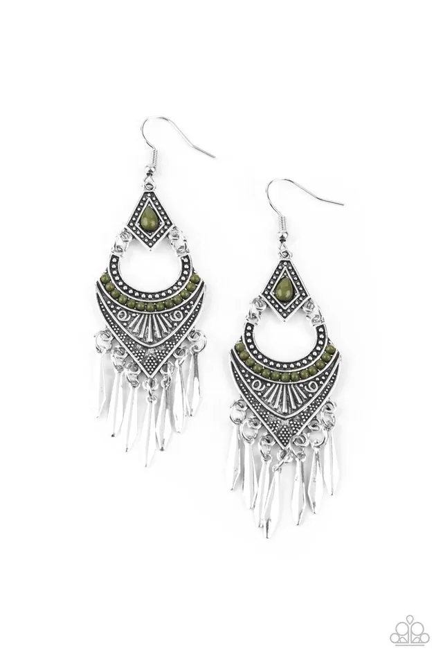 Paparazzi Earring ~ Trailblazer Beam - Green