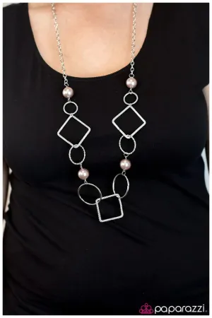 Paparazzi Necklace ~ Opulent Outlines - Brown