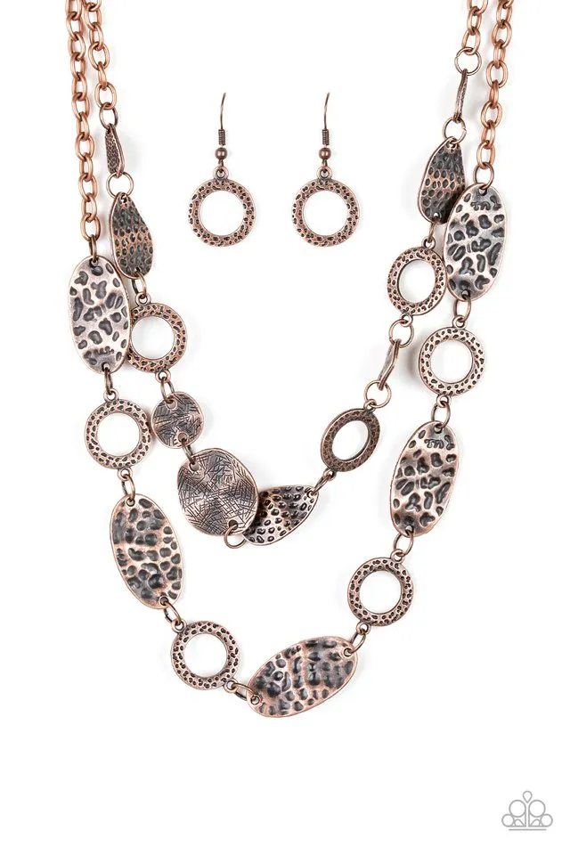 Paparazzi Necklace ~ Trippin On Texture - Copper