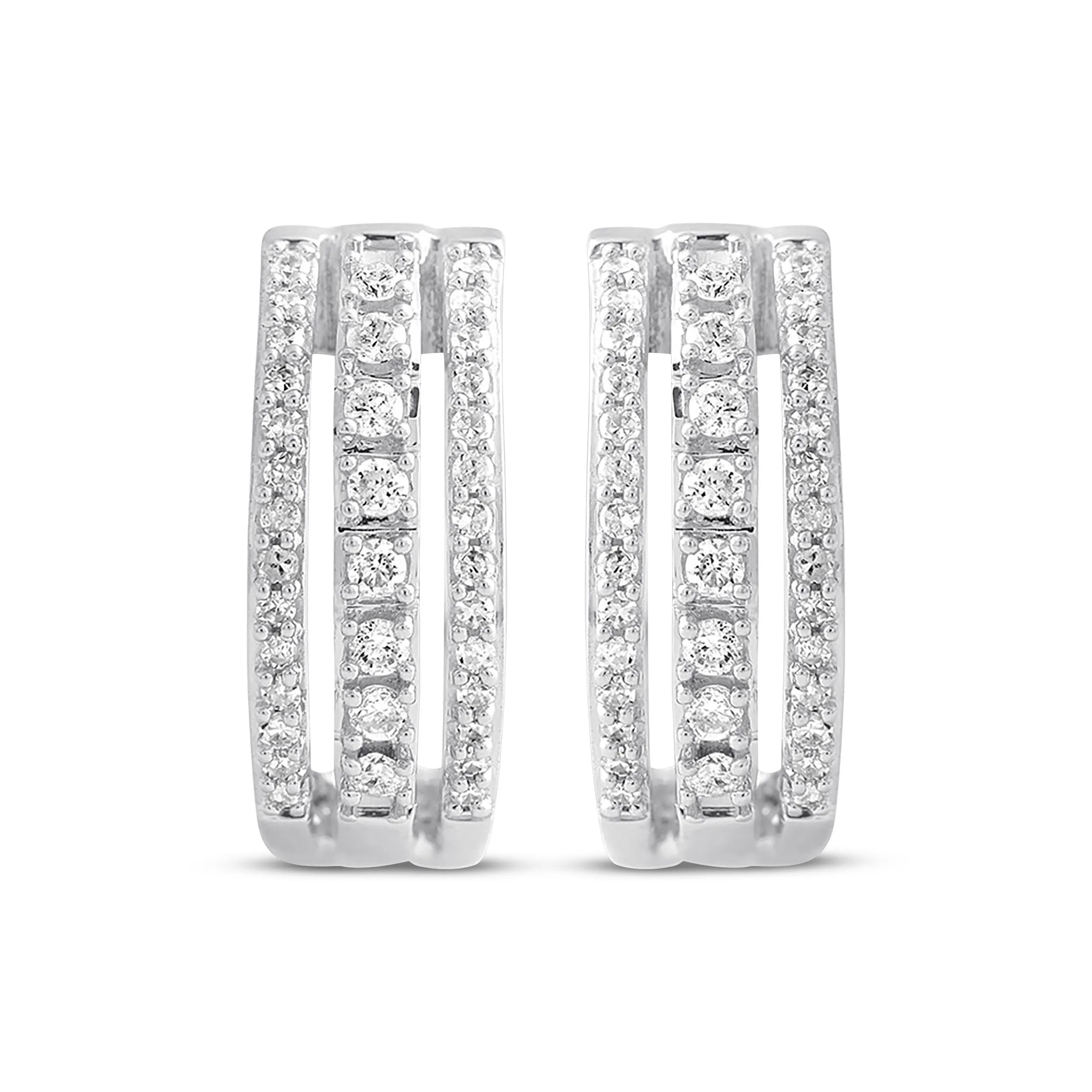 Pre-Owned Kay 1/4ct Diamond Hoop Earrings in 10k White Gold