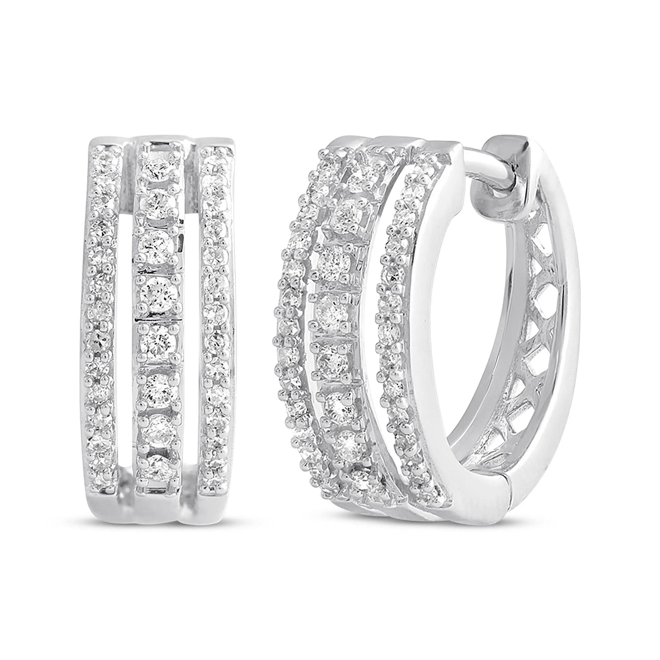 Pre-Owned Kay 1/4ct Diamond Hoop Earrings in 10k White Gold