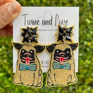 Pug Beaded Earrings