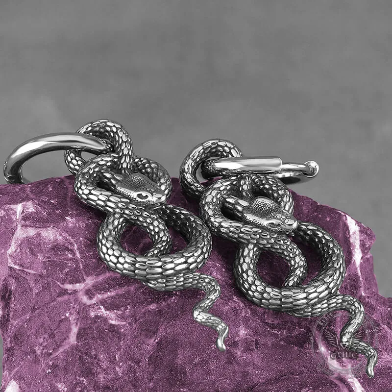 Punk Coiled Snake Stainless Steel Earrings