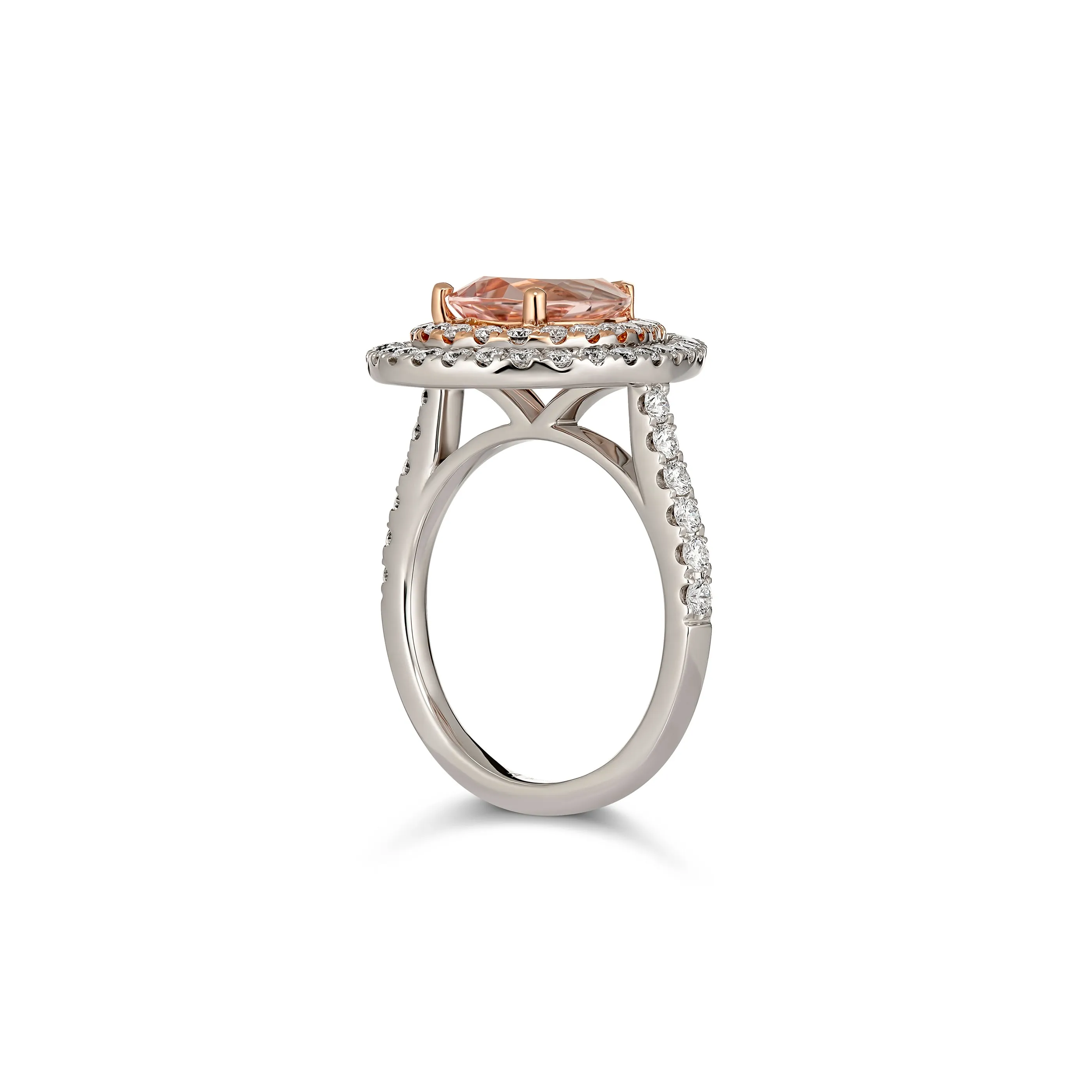 Regal Collection® Pear Cut Pink Morganite Gemstone and Diamond Ring | White Gold