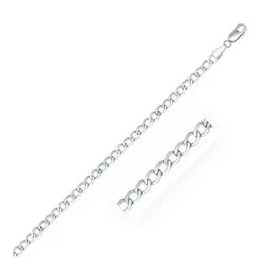 Rhodium Plated 3.7mm Sterling Silver Curb Style Chain, size 16''