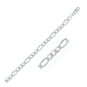 Rhodium Plated 5.5mm Sterling Silver Figaro Style Chain, size 24''