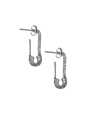 Safety Pin Earrings - Silver