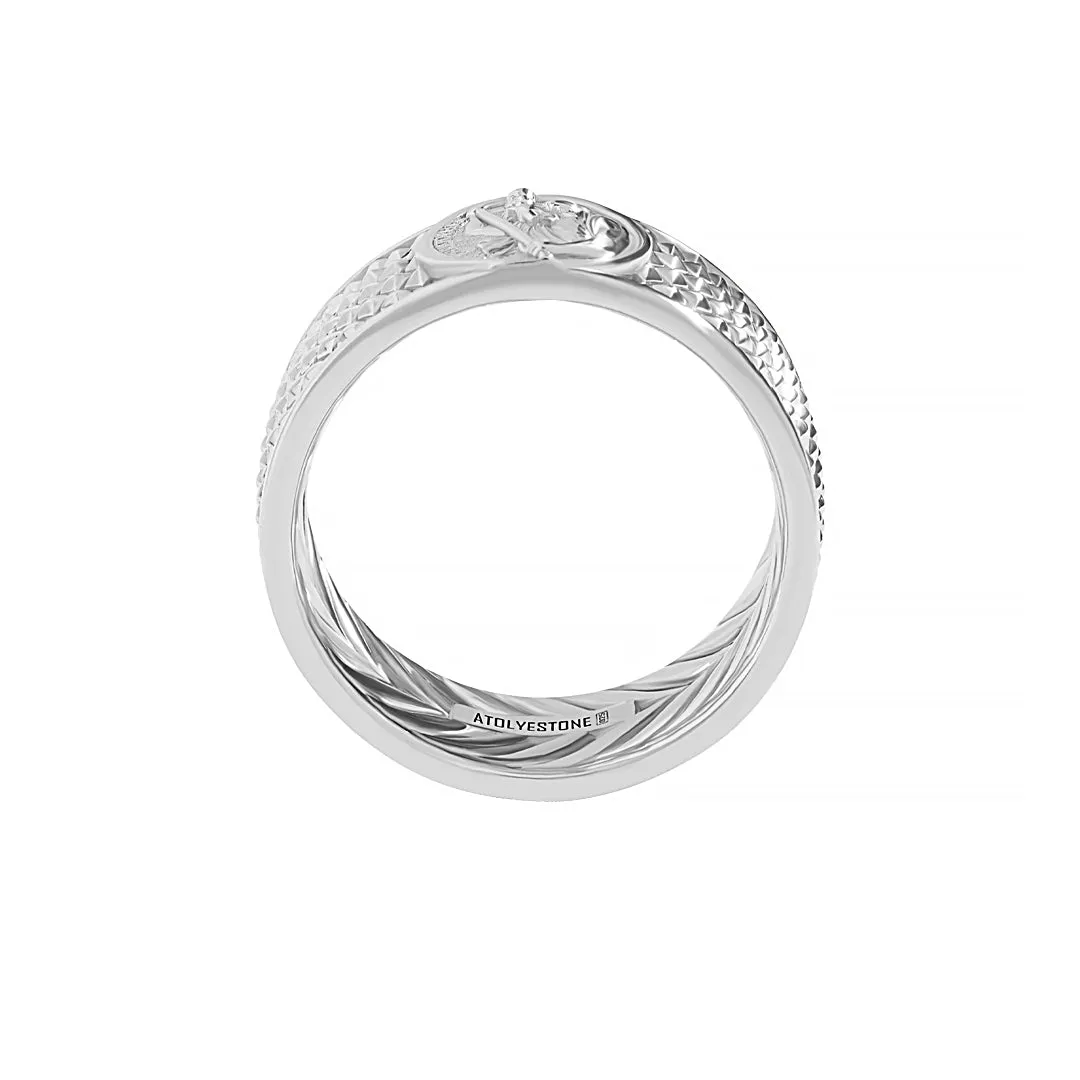 Saint Christopher Pyramid Band Ring in Silver