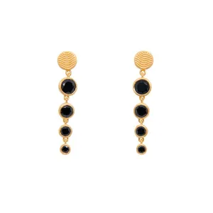 Serenity 4 Bezel Black Spinel 24K Gold Vermeil Earrings