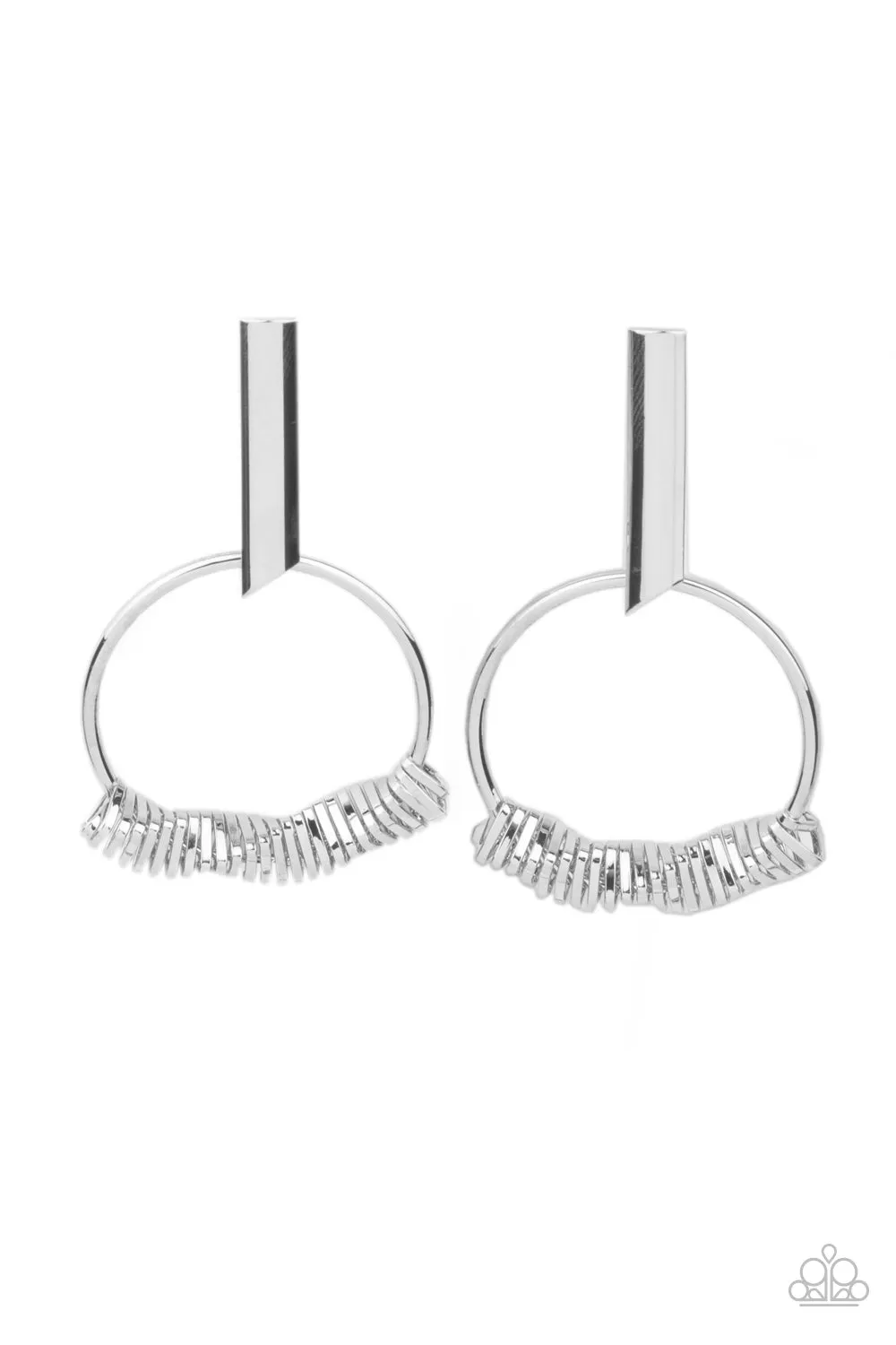 Set Into Motion - Silver Earrings - Paparazzi Accessories