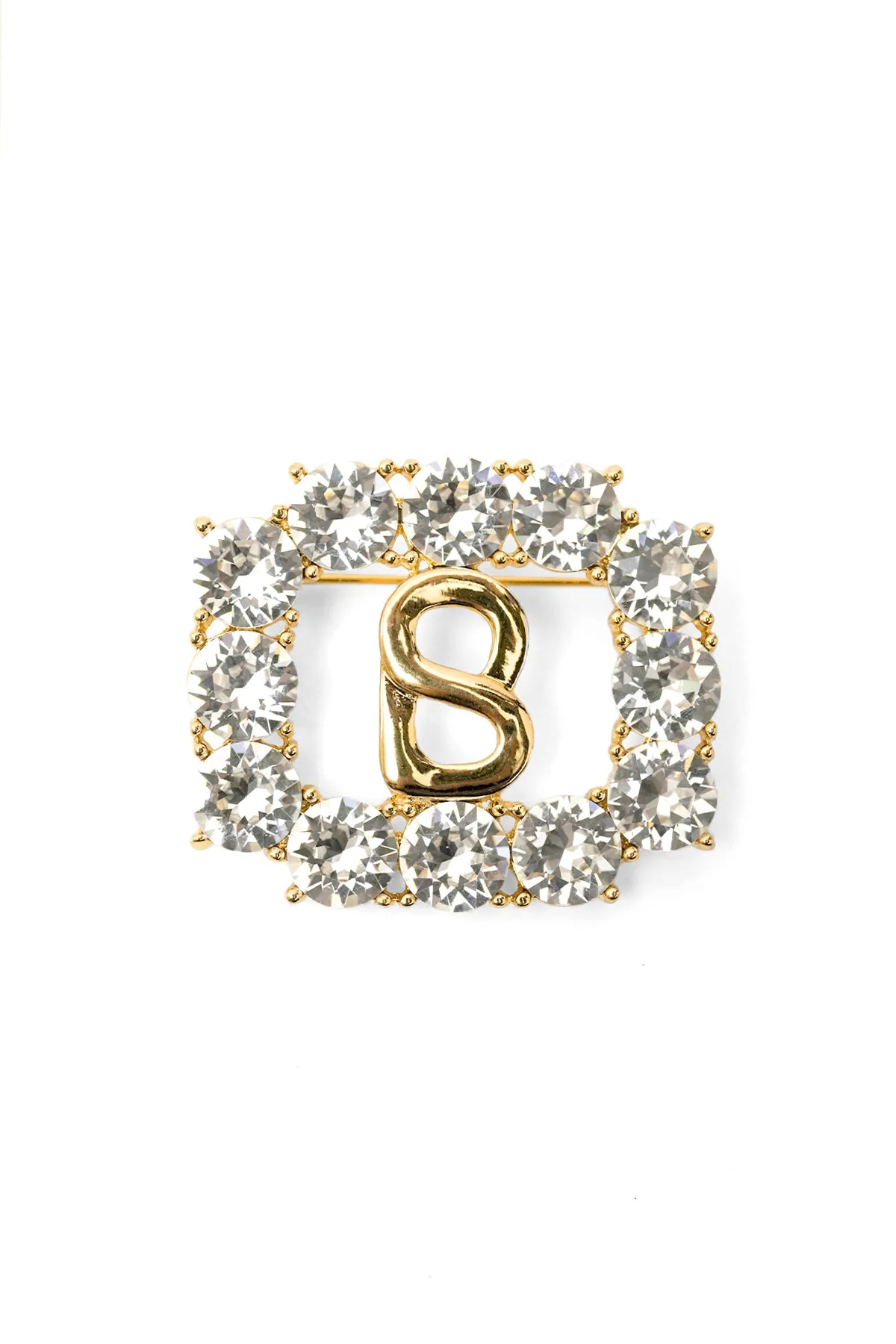 Signature Rectangle Crystal Brooch - Gold