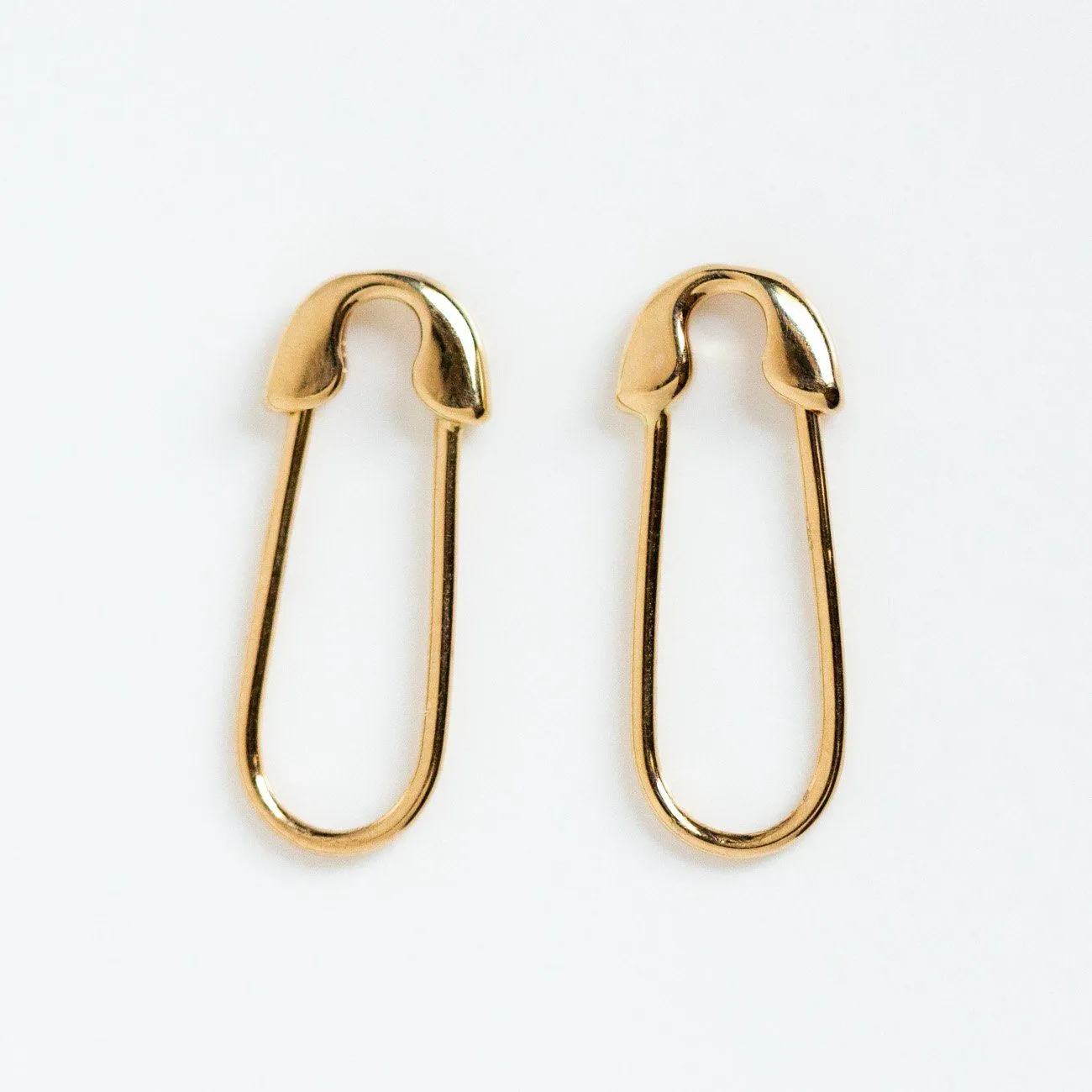 Solid Gold Safety Pin Earrings